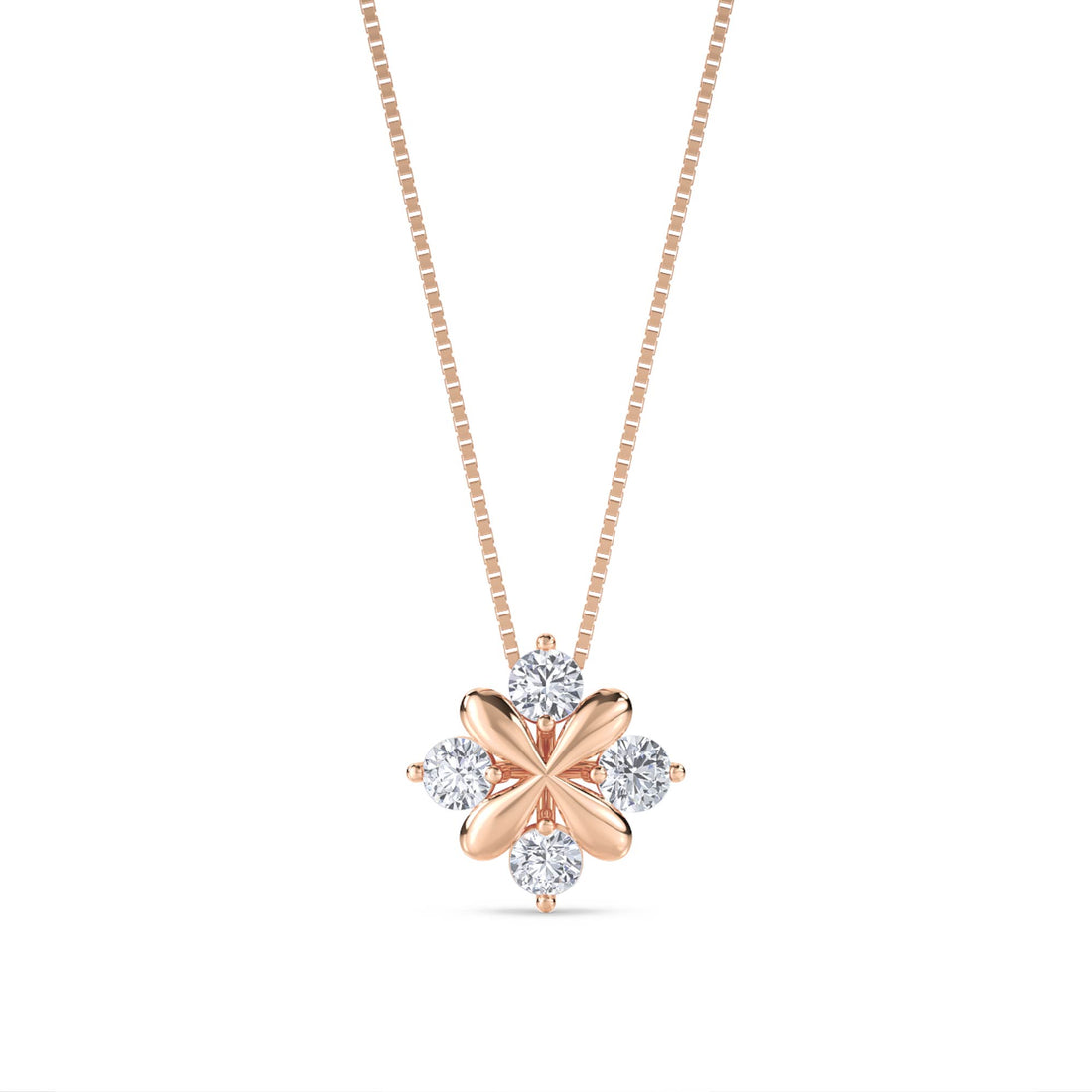 Round Flower Blossom Lab Grown Diamond Pendant