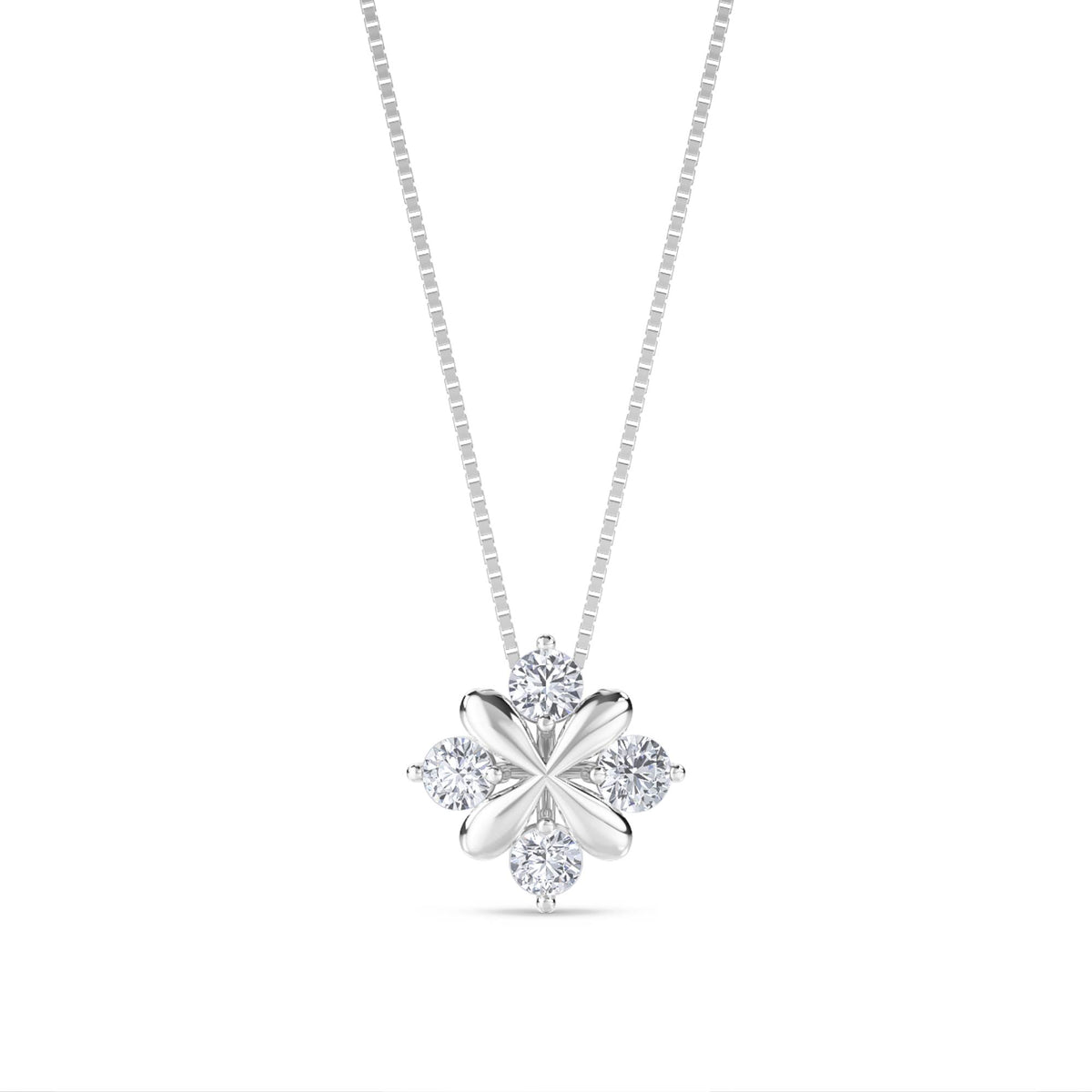 Round Flower Blossom Lab Grown Diamond Pendant (Silver) - image 1