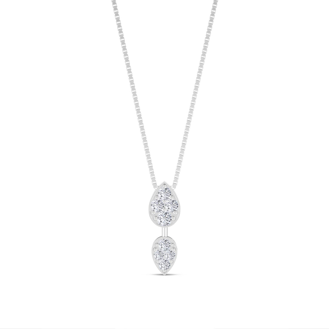 Double Pear Cluster Drop Lab Grown Diamond Pendant (Silver) - image 1