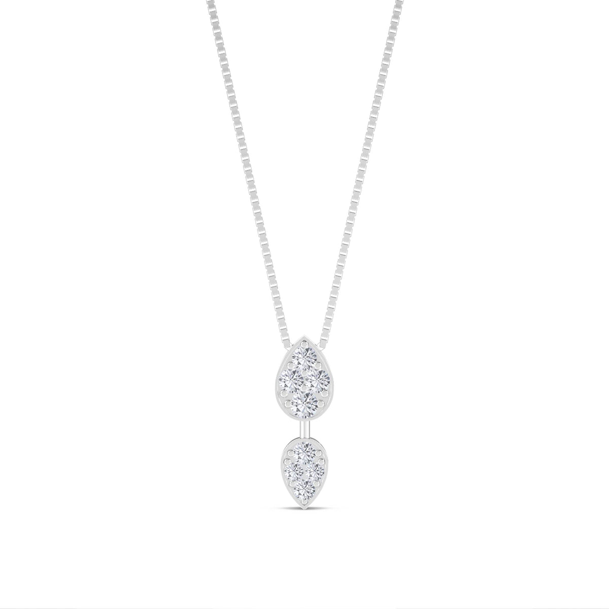 Double Pear Cluster Drop Lab Grown Diamond Pendant (Silver) - image 1