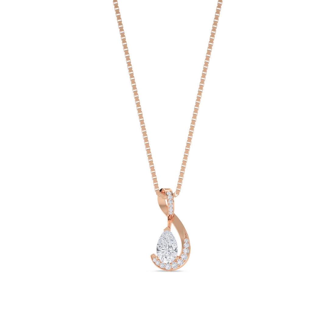 Pear Halo Ribbon Swirl Lab Grown Diamond Pendant