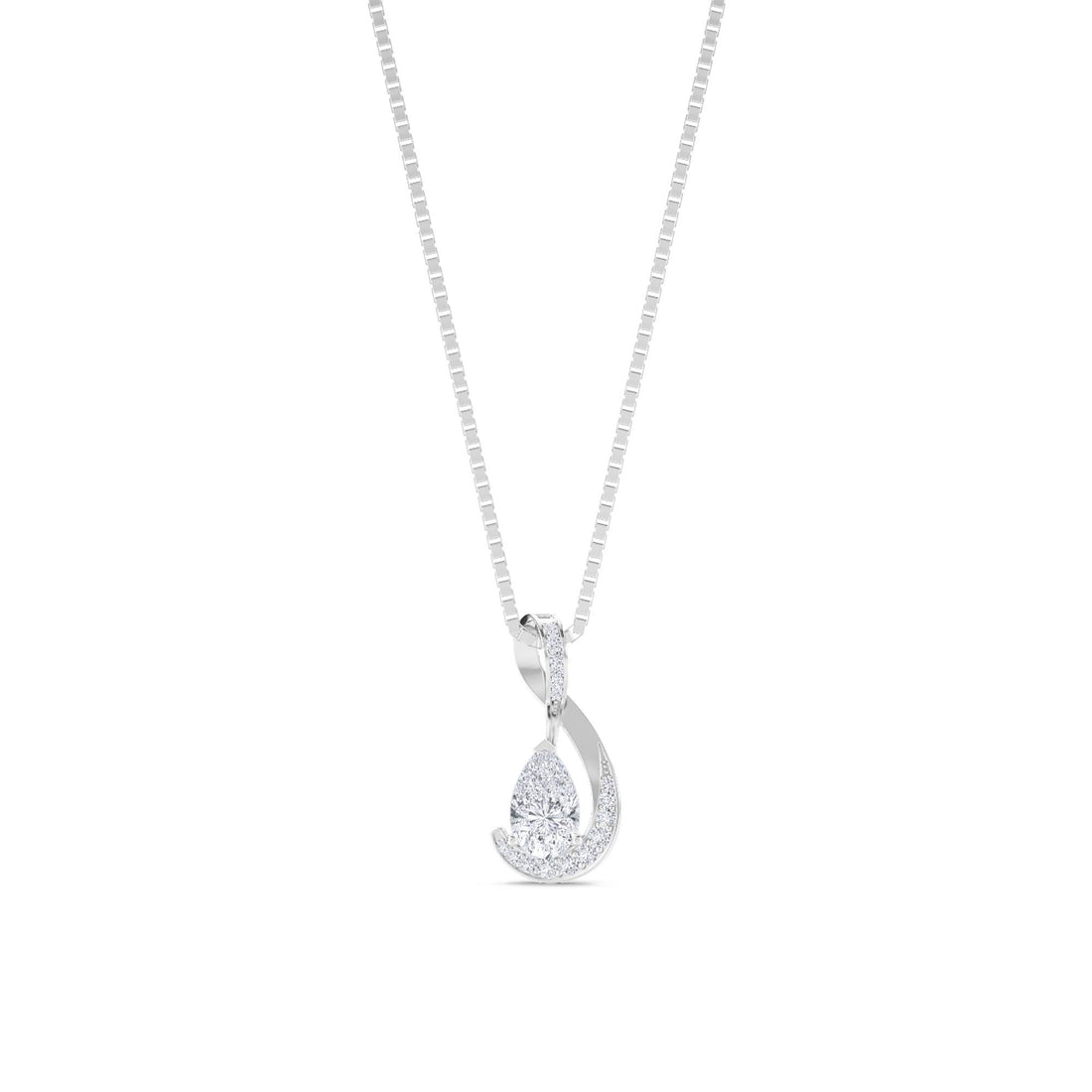Pear Halo Ribbon Swirl Lab Grown Diamond Pendant (Silver) - image 1