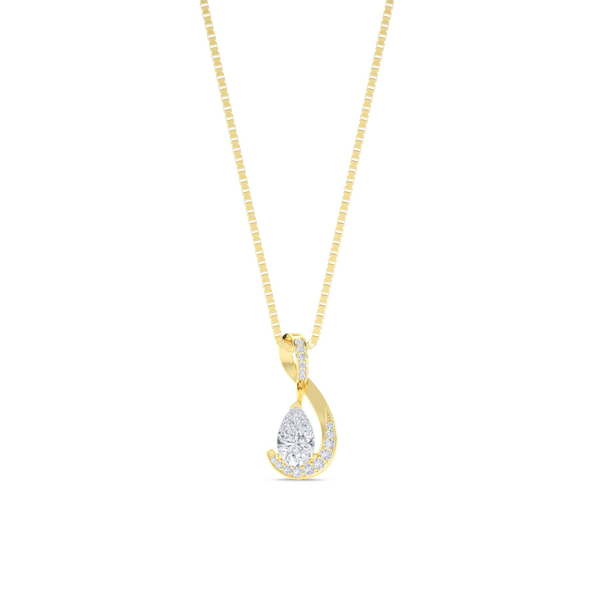 Pear Halo Ribbon Swirl Lab Grown Diamond Pendant - image 1