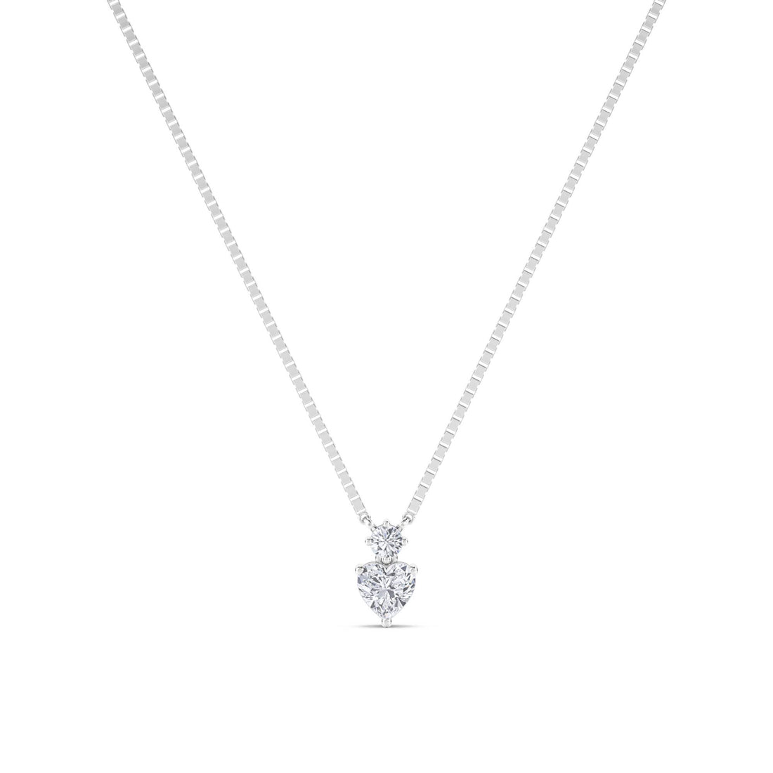 Heart Round Accent Lab Grown Diamond Pendant (Silver) - image 1