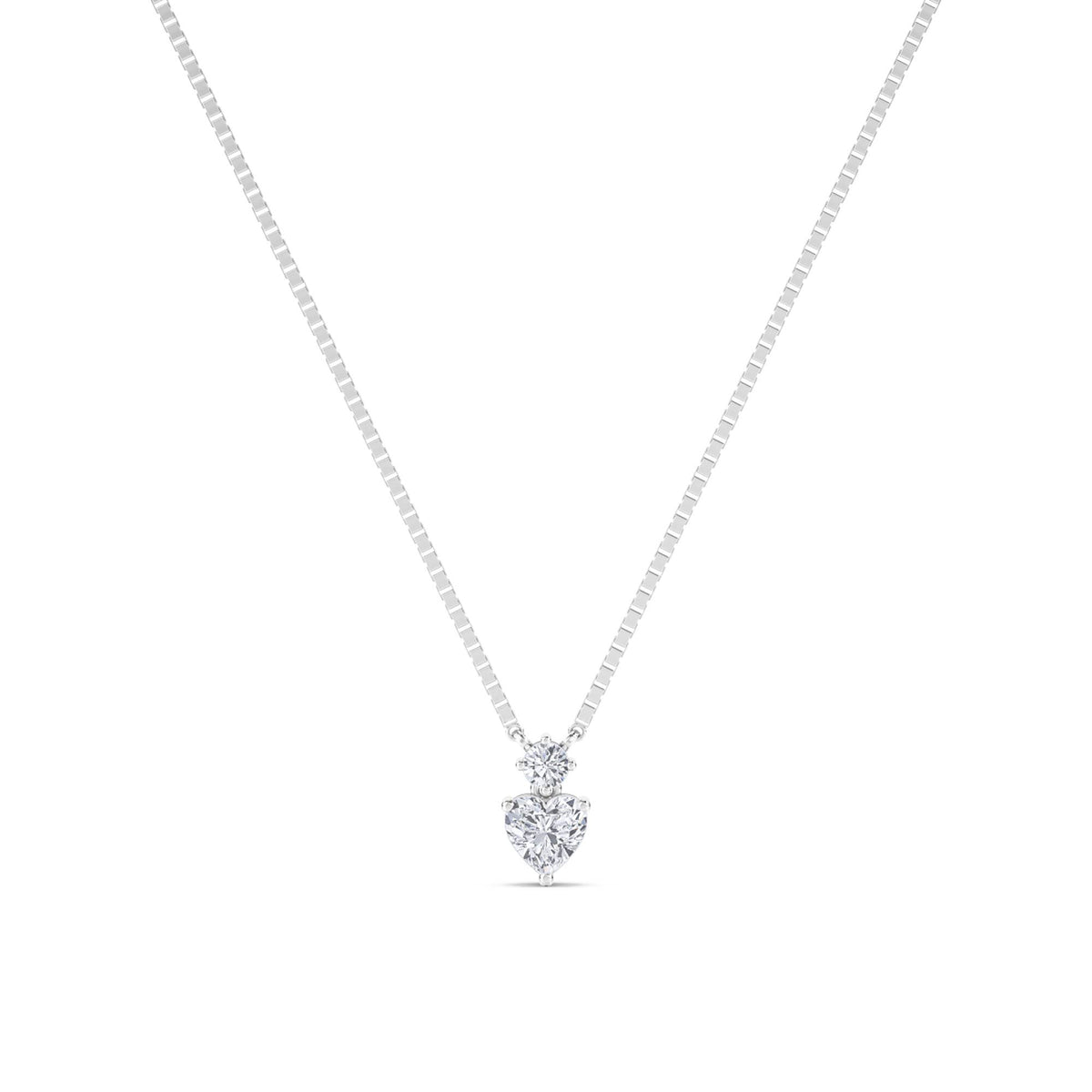 Heart Round Accent Lab Grown Diamond Pendant (Silver) - image 1