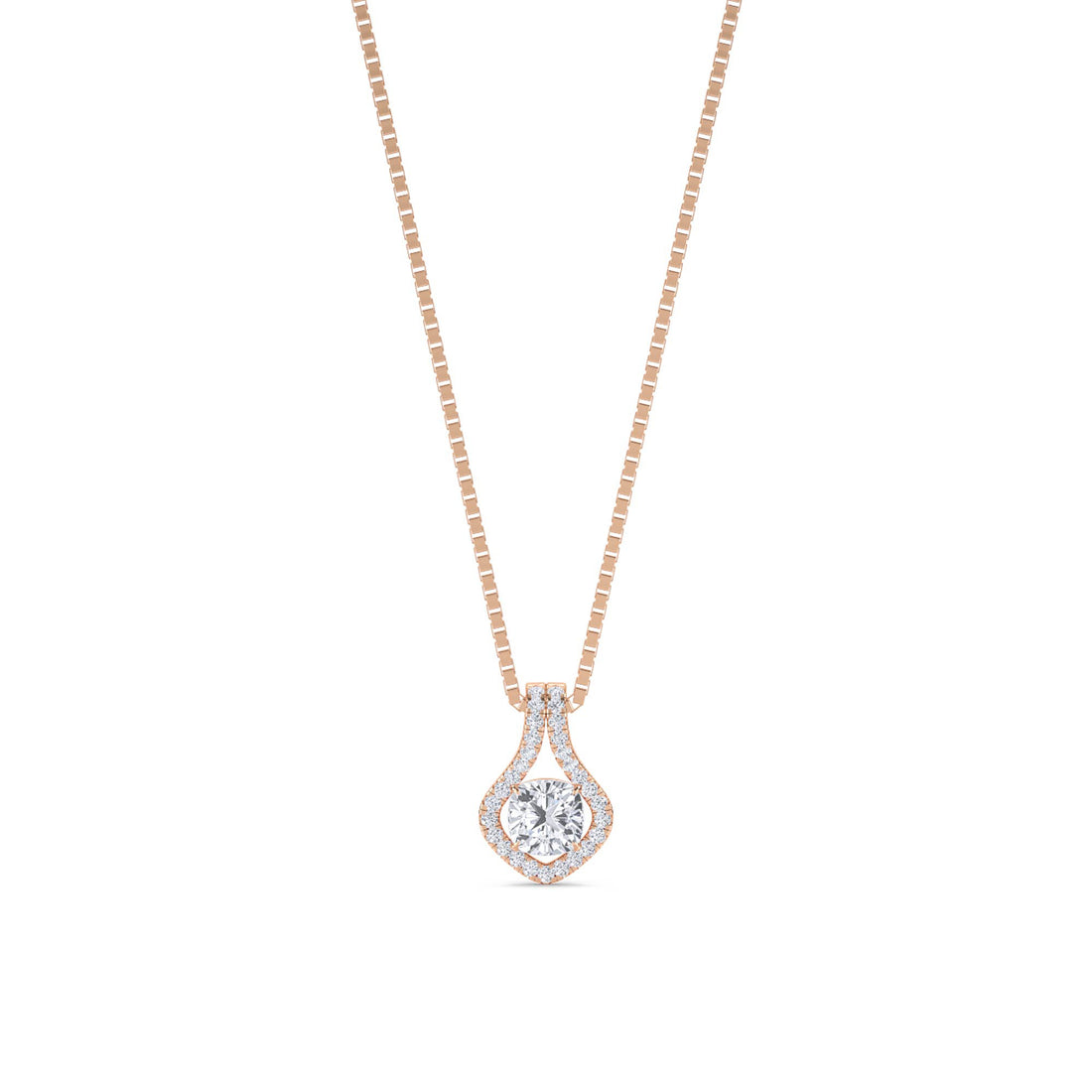 Round Scalloped Clover Halo Lab Grown Diamond Pendant