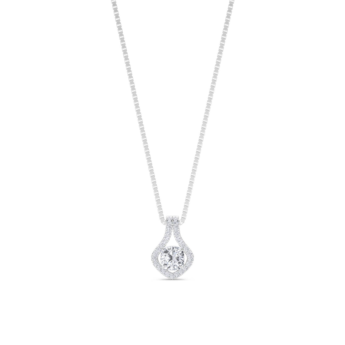 Round Scalloped Clover Halo Lab Grown Diamond Pendant (Silver) - image 1