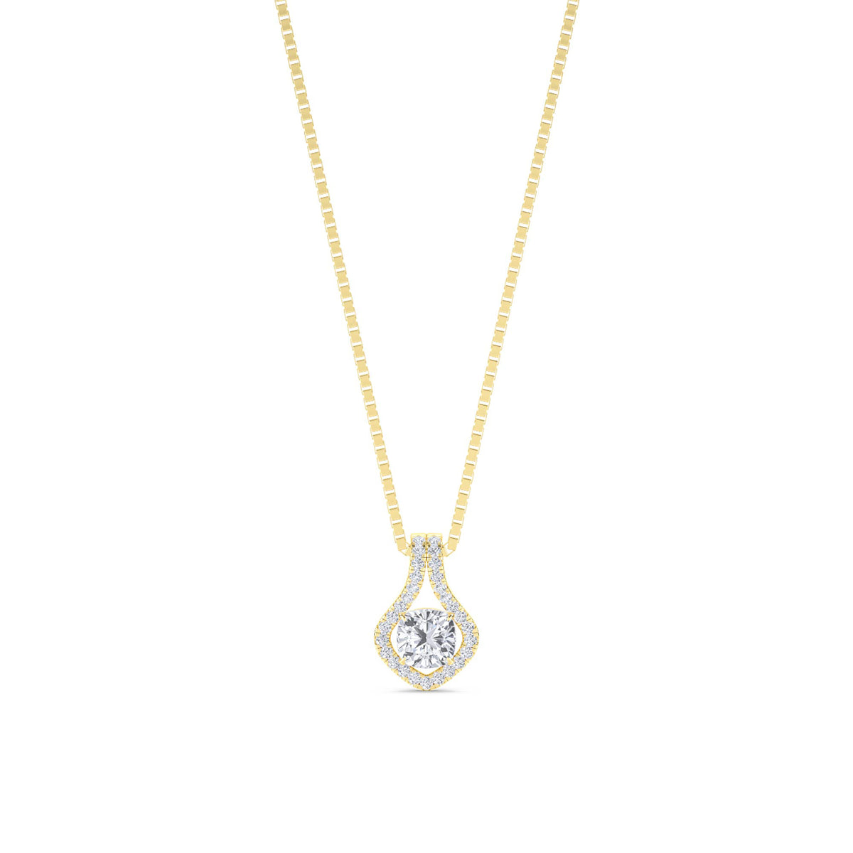 Round Scalloped Clover Halo Lab Grown Diamond Pendant - image 1
