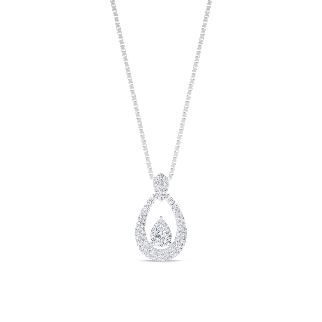Pear Open Teardrop Frame Lab Grown Diamond Pendant (Silver) - image 1