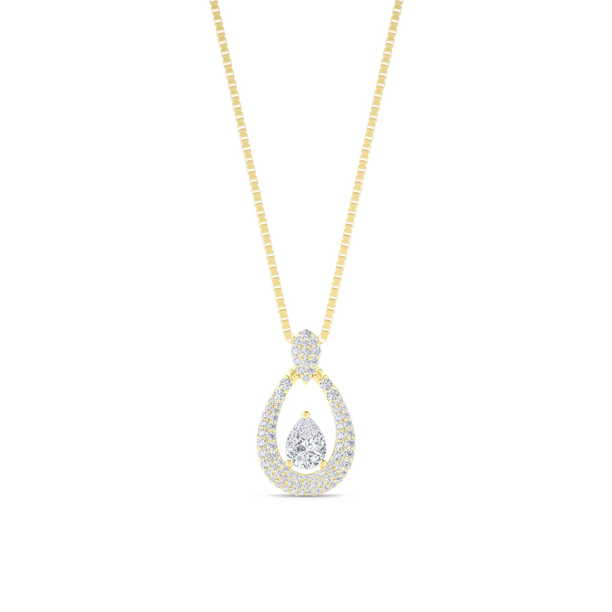 Pear Open Teardrop Frame Lab Grown Diamond Pendant - image 1