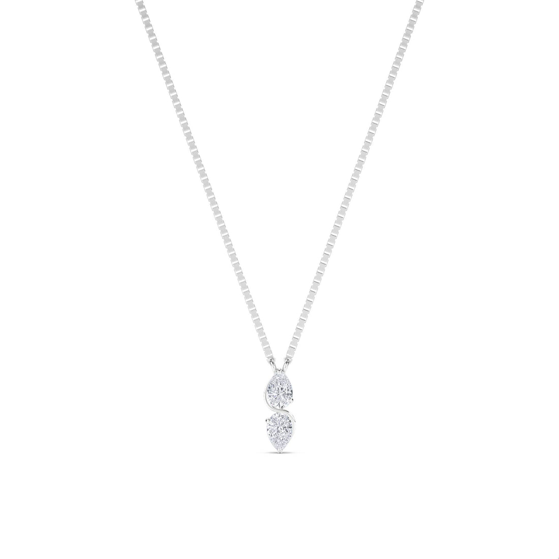 Double Pear S Curve Lab Grown Diamond Pendant (Silver) - image 1