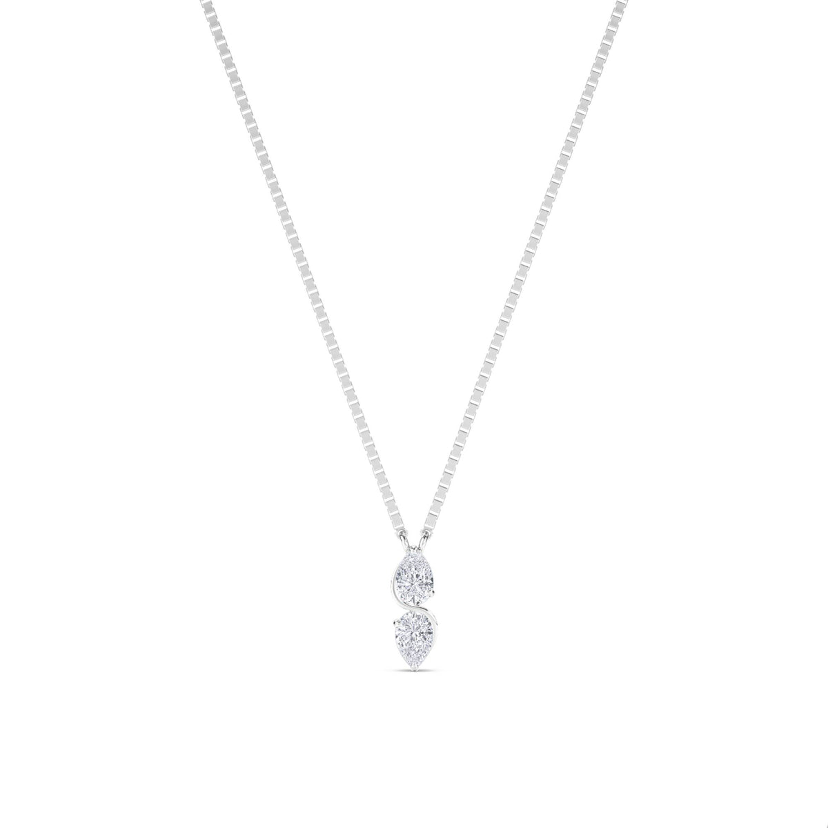 Double Pear S Curve Lab Grown Diamond Pendant (Silver) - image 1