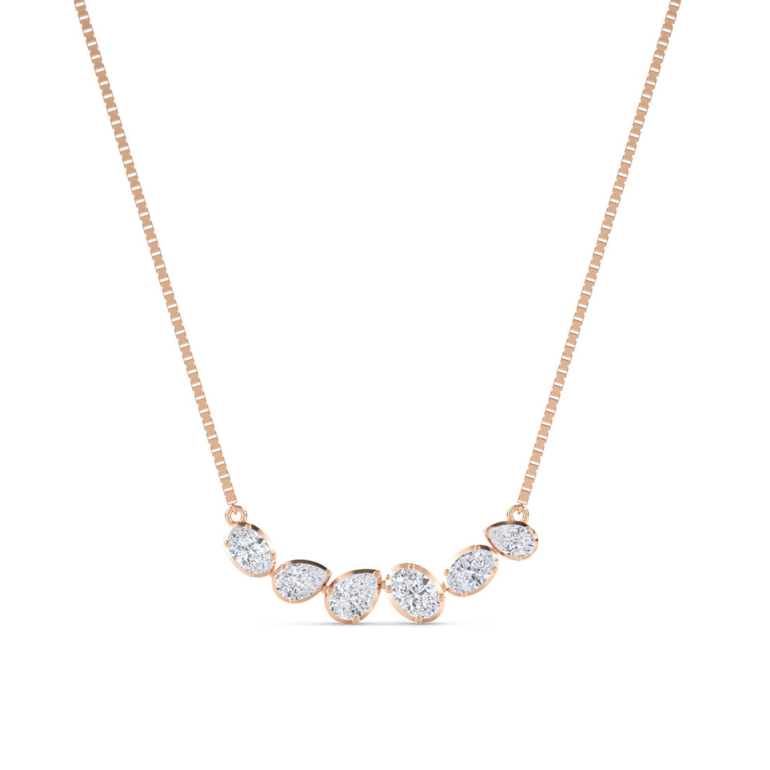 Graduated Pear Oval Bar Lab Grown Diamond Pendant