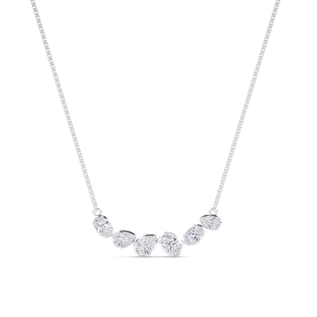 Graduated Pear Oval Bar Lab Grown Diamond Pendant (Silver) - image 1