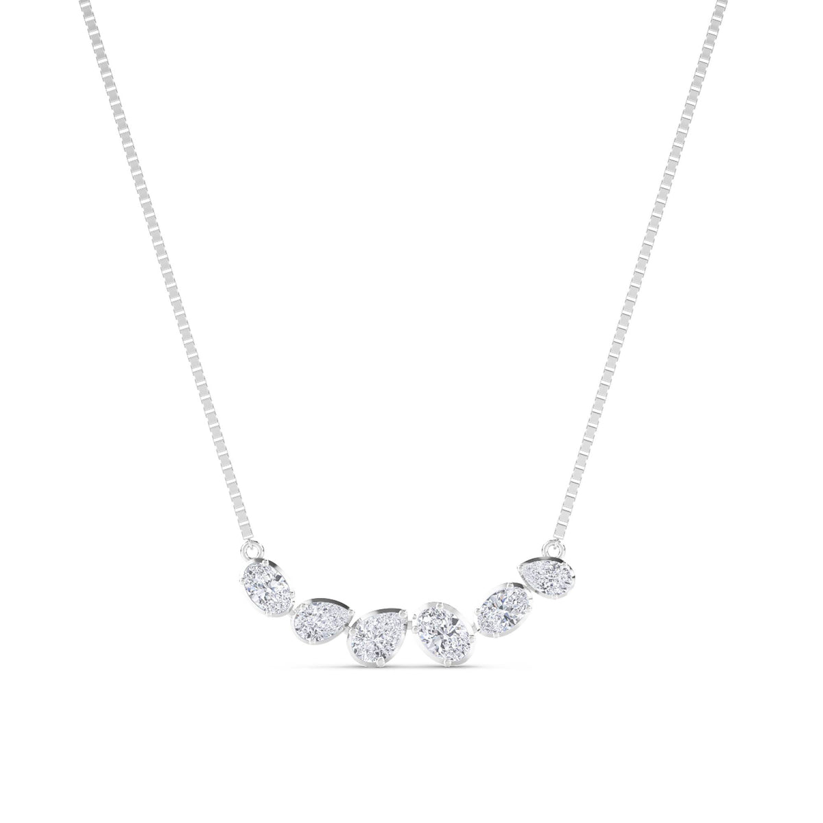 Graduated Pear Oval Bar Lab Grown Diamond Pendant (Silver) - image 1