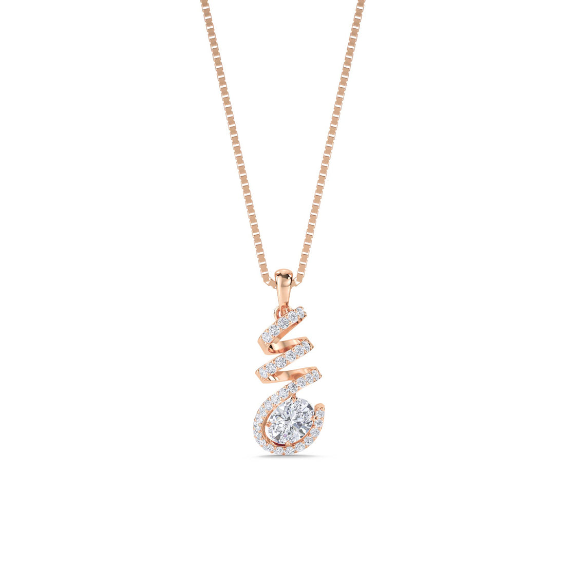 Oval Drop Floral Leaf Lab Grown Diamond Pendant