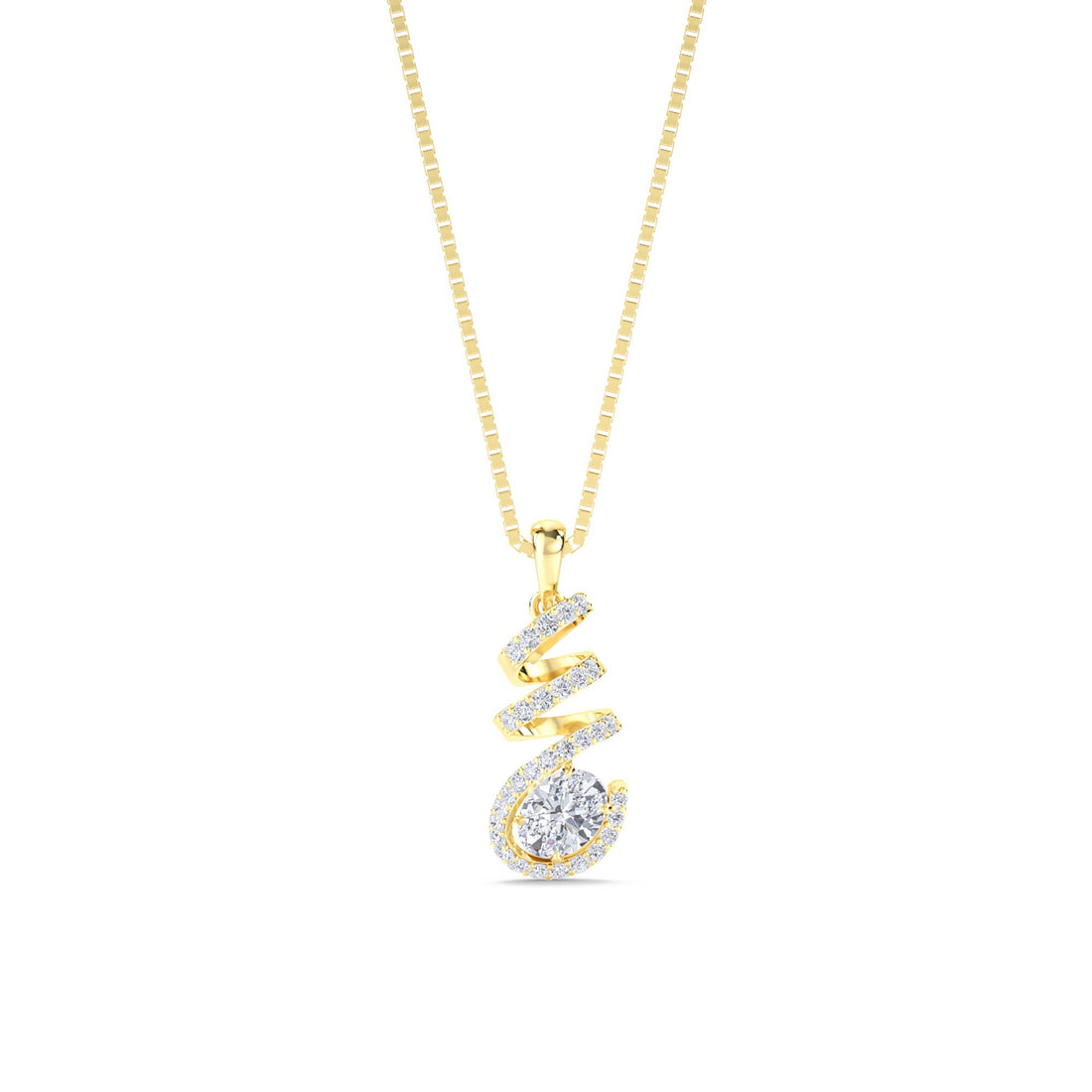 Oval Drop Floral Leaf Lab Grown Diamond Pendant - image 1