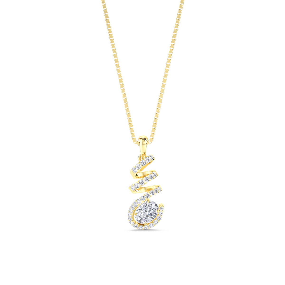 Oval Drop Floral Leaf Lab Grown Diamond Pendant - image 1