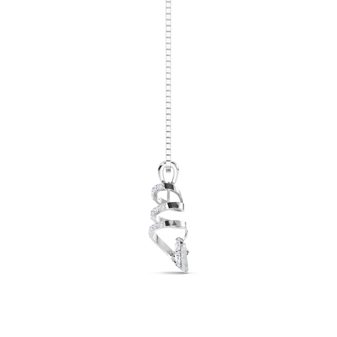 Oval Drop Floral Leaf Lab Grown Diamond Pendant (Silver)