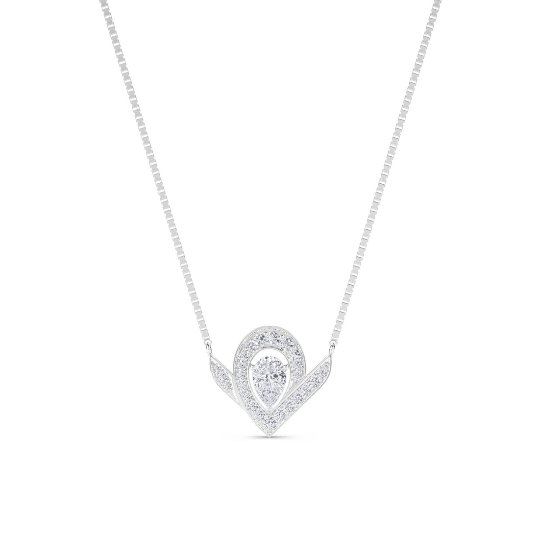 Pear Chevron Wing Lab Grown Diamond Pendant (Silver) - image 1