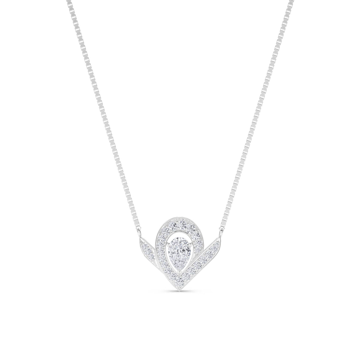 Pear Chevron Wing Lab Grown Diamond Pendant (Silver) - image 1