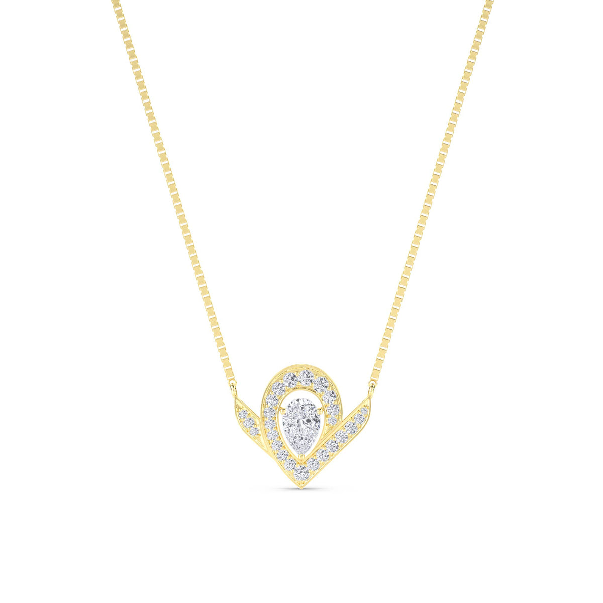 Pear Chevron Wing Lab Grown Diamond Pendant - image 1