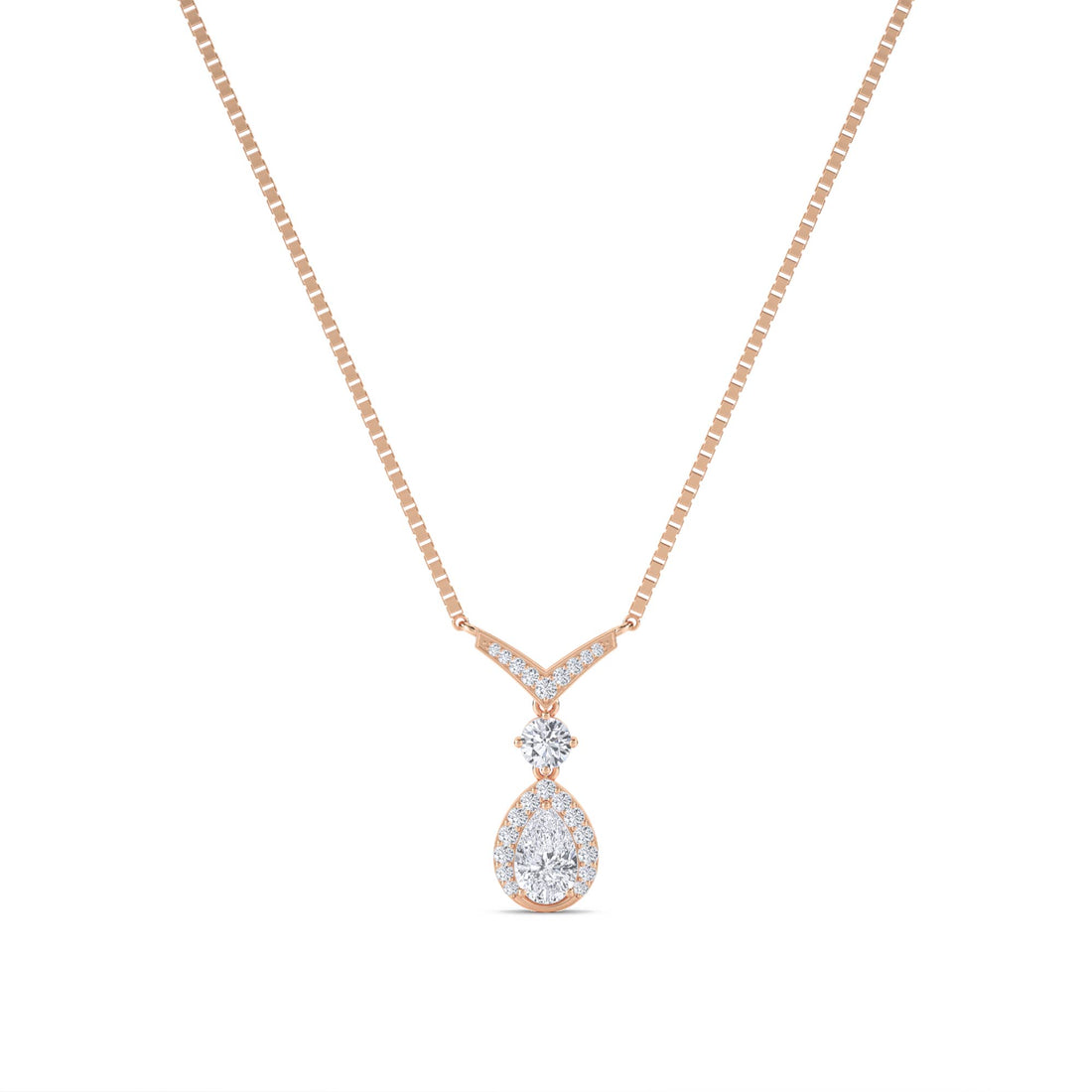 Pear Cluster Lariat Chevron Lab Grown Diamond Pendant