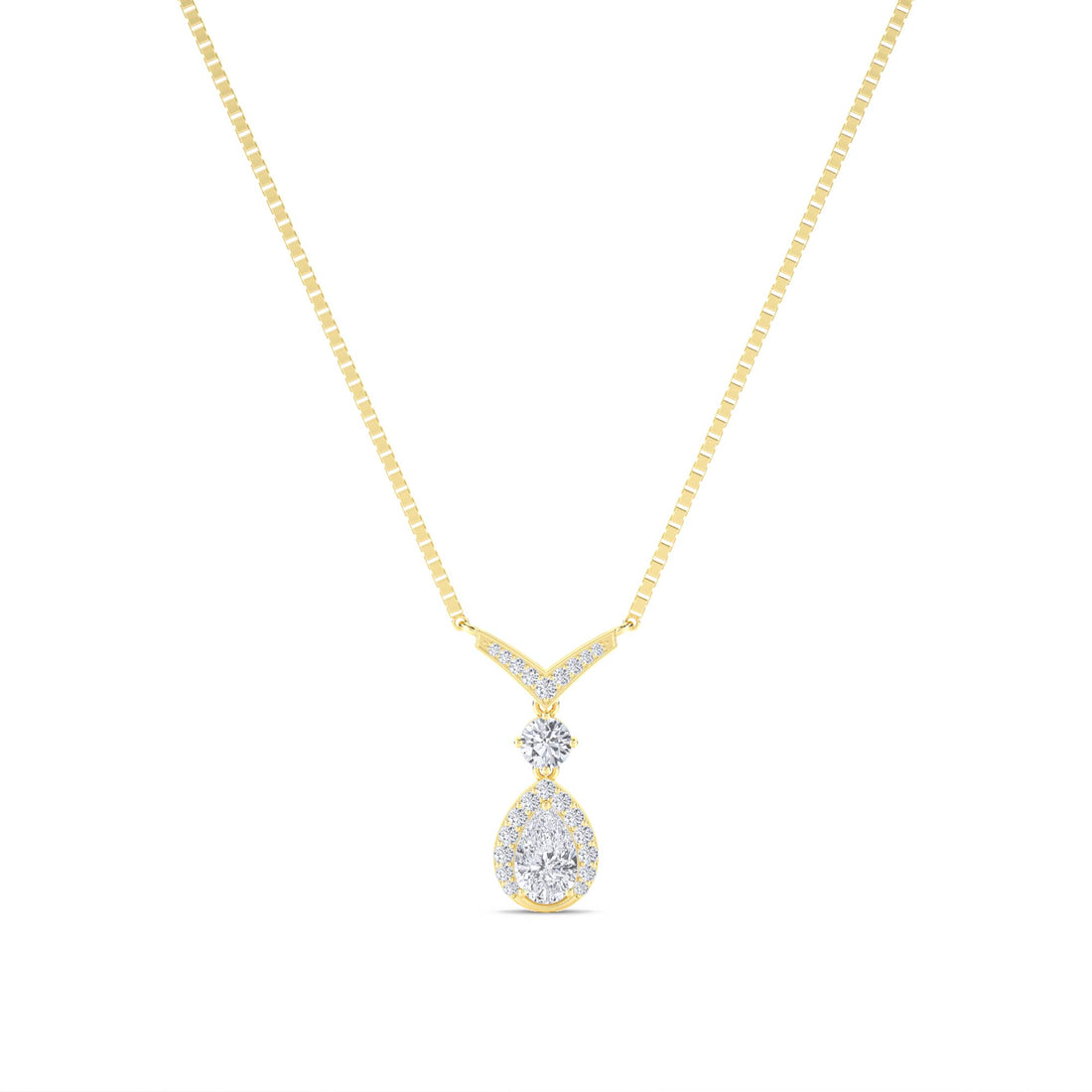 Pear Cluster Lariat Chevron Lab Grown Diamond Pendant - image 1