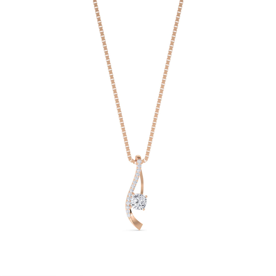 Round Ribbon Swirl Drop Lab Grown Diamond Pendant
