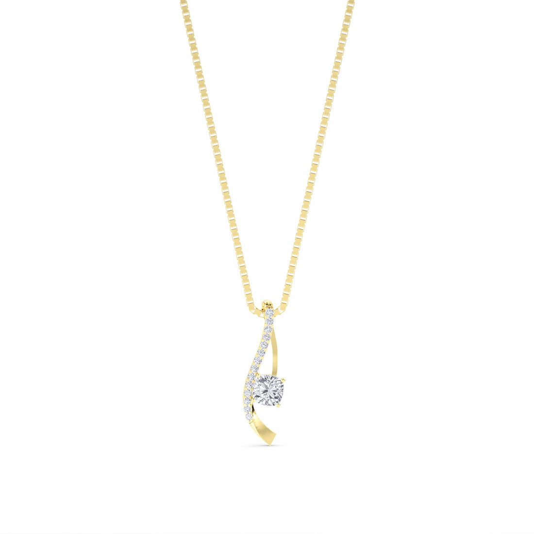 Round Ribbon Swirl Drop Lab Grown Diamond Pendant - image 1