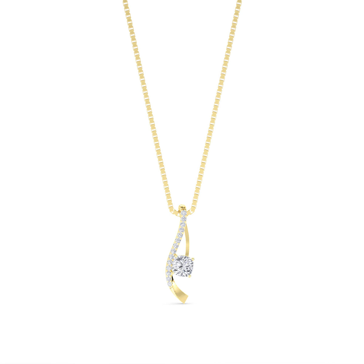 Round Ribbon Swirl Drop Lab Grown Diamond Pendant - image 1