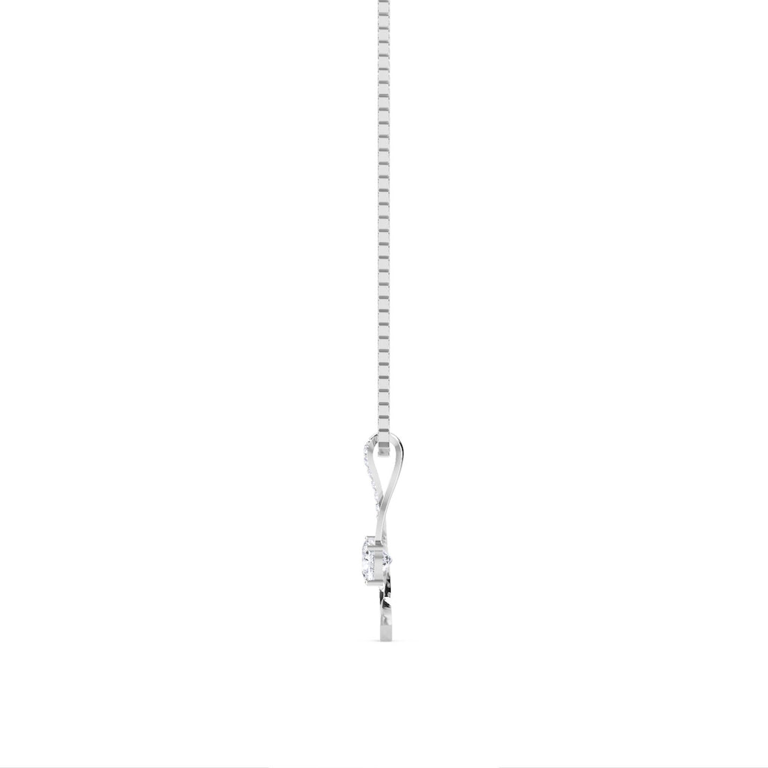Round Ribbon Swirl Drop Lab Grown Diamond Pendant (Silver)