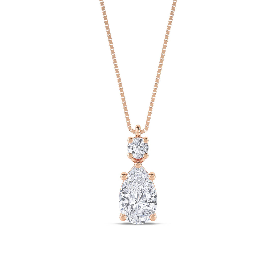 Pear Round Two Stone Drop Lab Grown Diamond Pendant