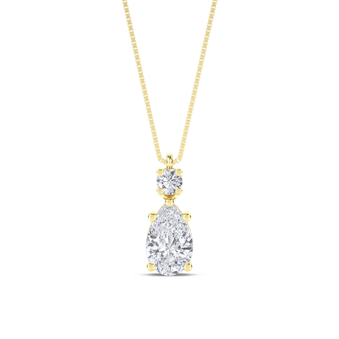 Pear Round Two Stone Drop Lab Grown Diamond Pendant - image 1