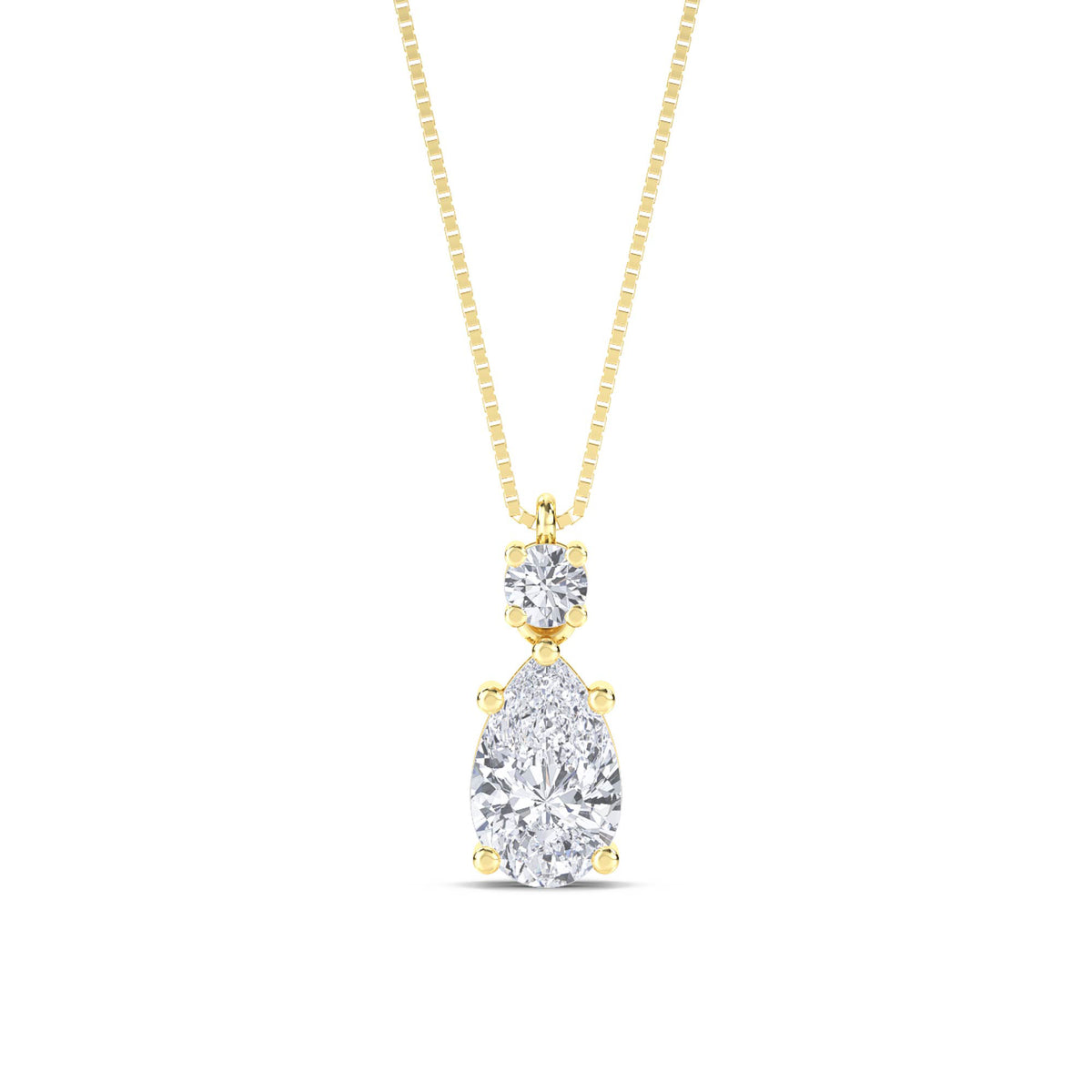 Pear Round Two Stone Drop Lab Grown Diamond Pendant - image 1