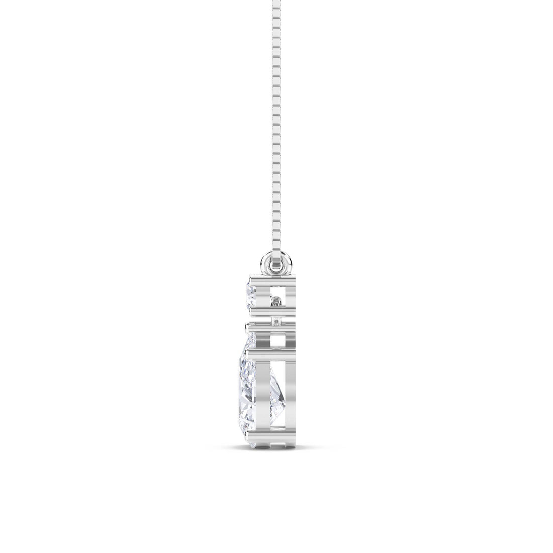 Pear Round Two Stone Drop Lab Grown Diamond Pendant (Silver)