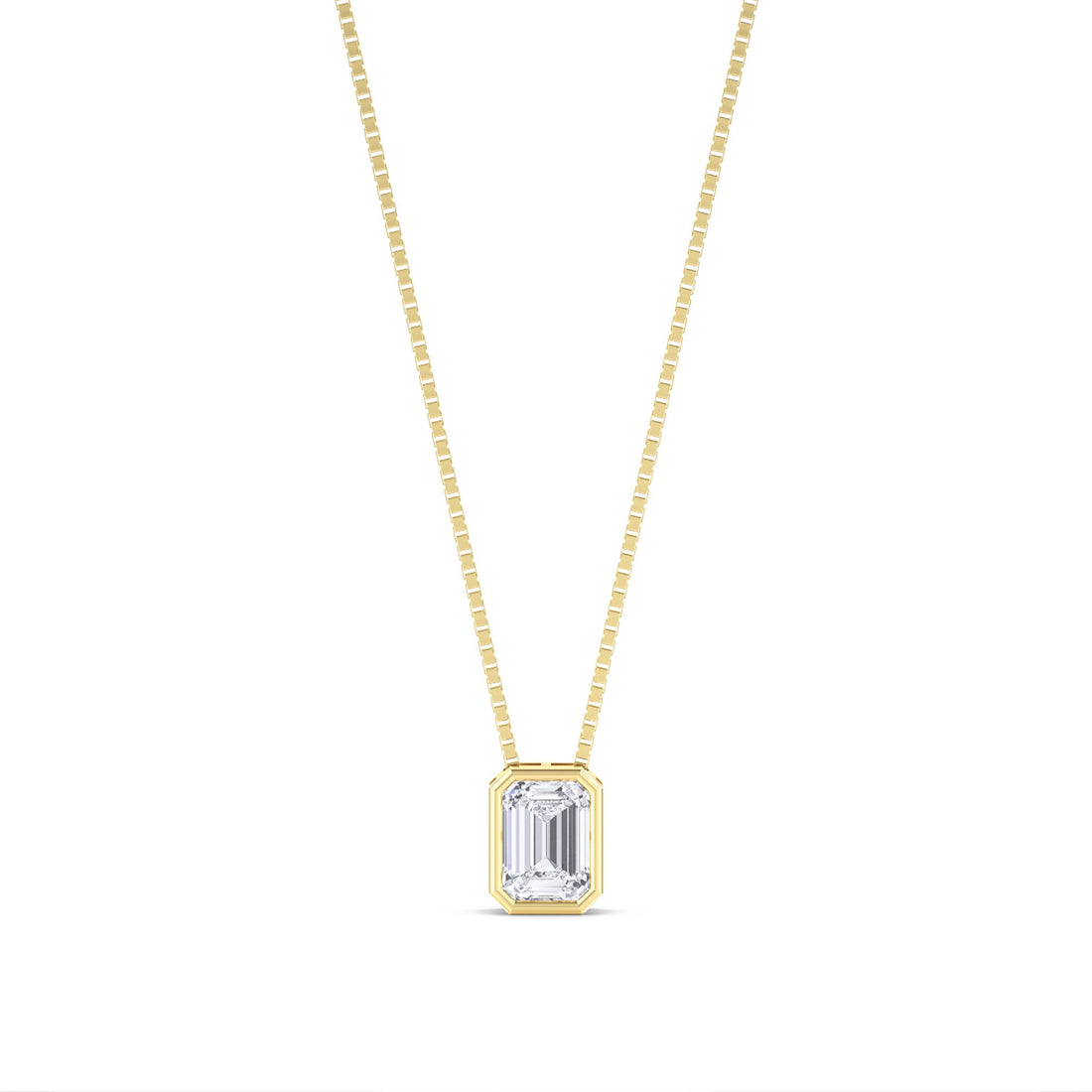 Emerald Cut Bezel Solitaire Lab Grown Diamond Pendant - image 1