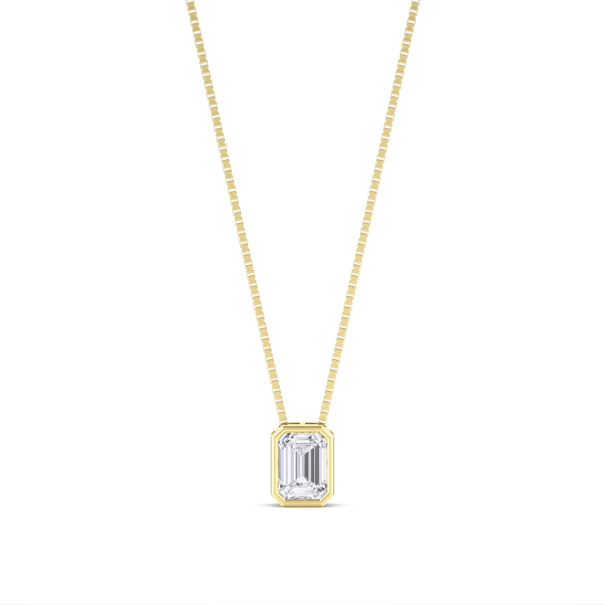 Emerald Cut Bezel Solitaire Lab Grown Diamond Pendant - image 1