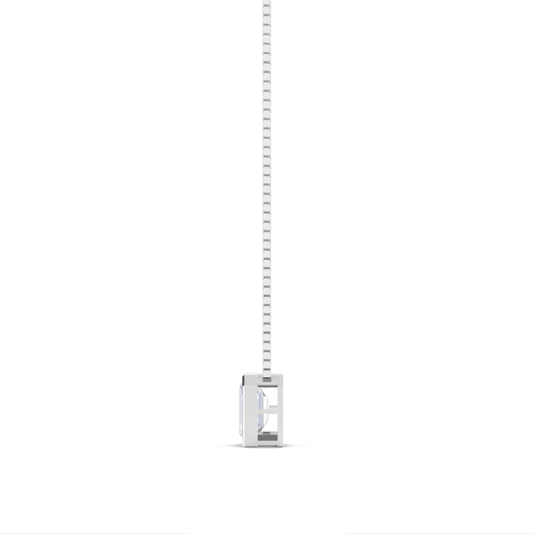 Emerald Cut Bezel Solitaire Lab Grown Diamond Pendant (Silver)