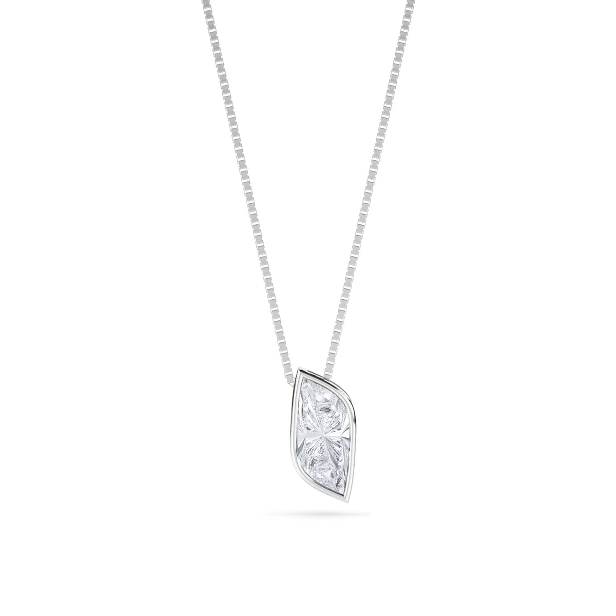 Fancy Leaf Cut Asymmetric Lab Grown Diamond Pendant (Silver) - image 1