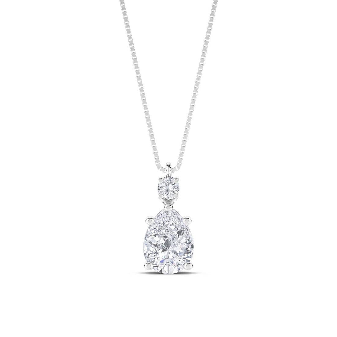 Pear Round Accent Drop Lab Grown Diamond Pendant (Silver) - image 1