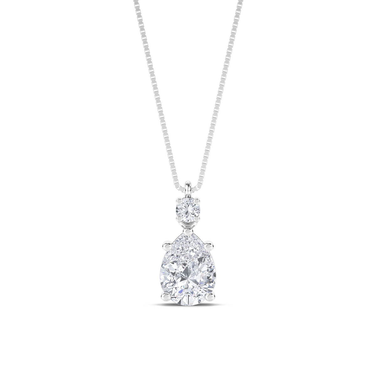 Pear Round Accent Drop Lab Grown Diamond Pendant (Silver) - image 1