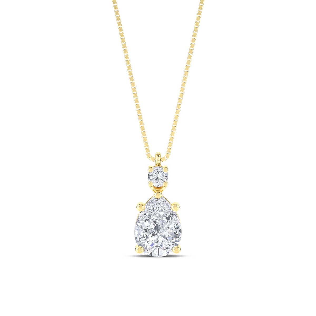 Pear Round Accent Drop Lab Grown Diamond Pendant - image 1