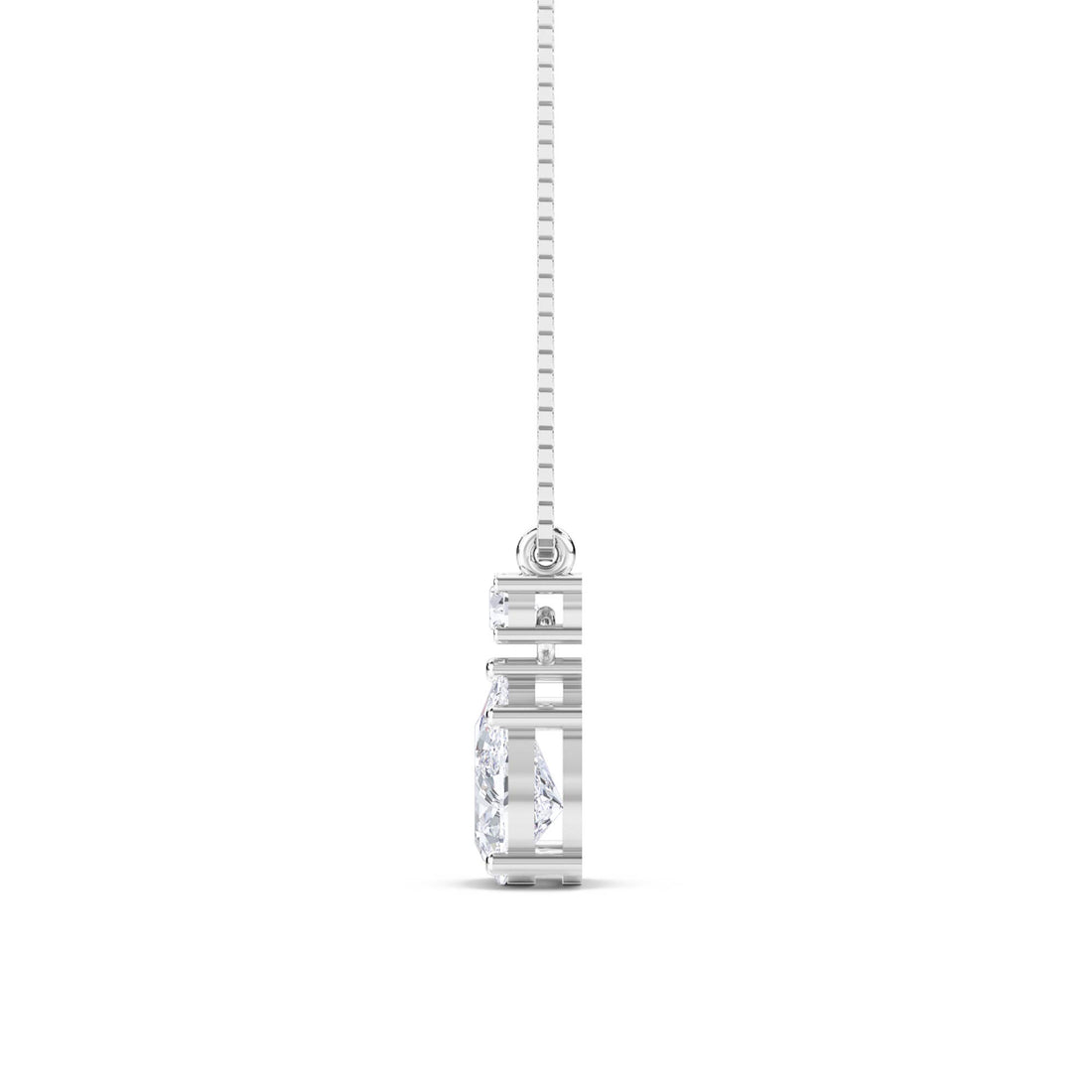 Pear Round Accent Drop Lab Grown Diamond Pendant (Silver)