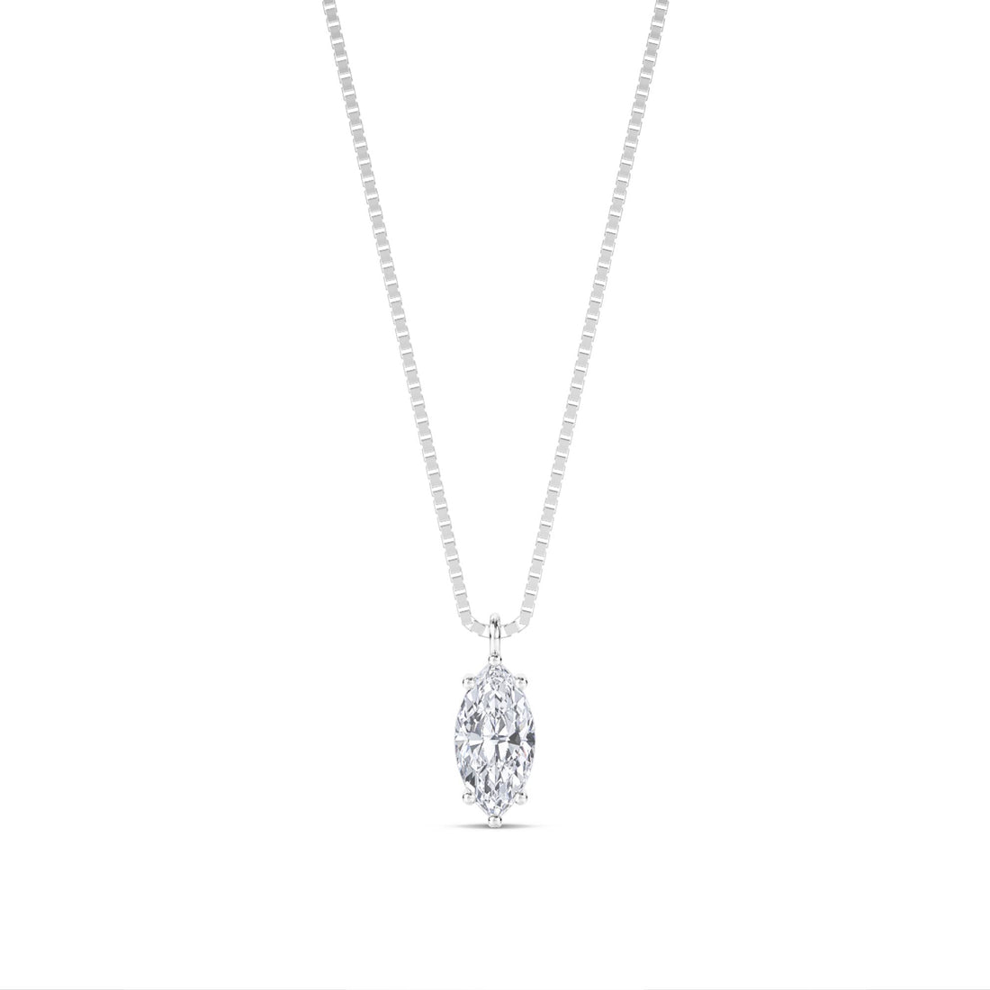 Marquise Solitaire Lab Grown Diamond Pendant (Silver) - image 1