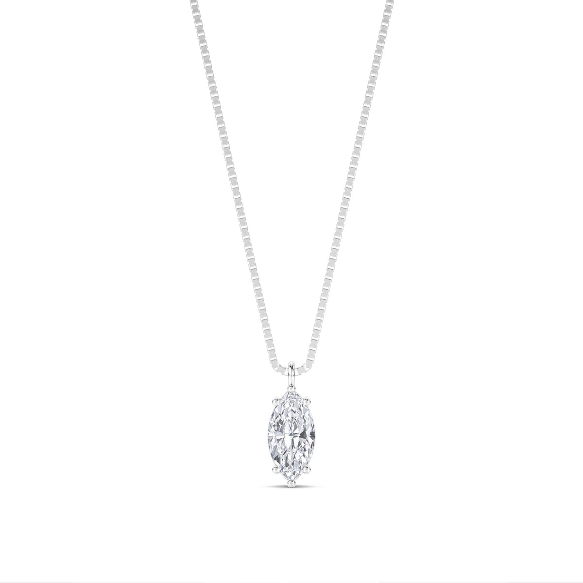 Marquise Solitaire Lab Grown Diamond Pendant (Silver) - image 1