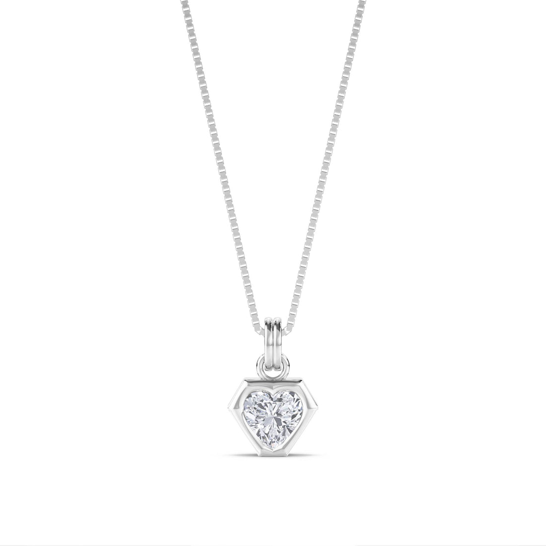 Heart Hexagon Bezel Lab Grown Diamond Pendant (Silver) - image 1