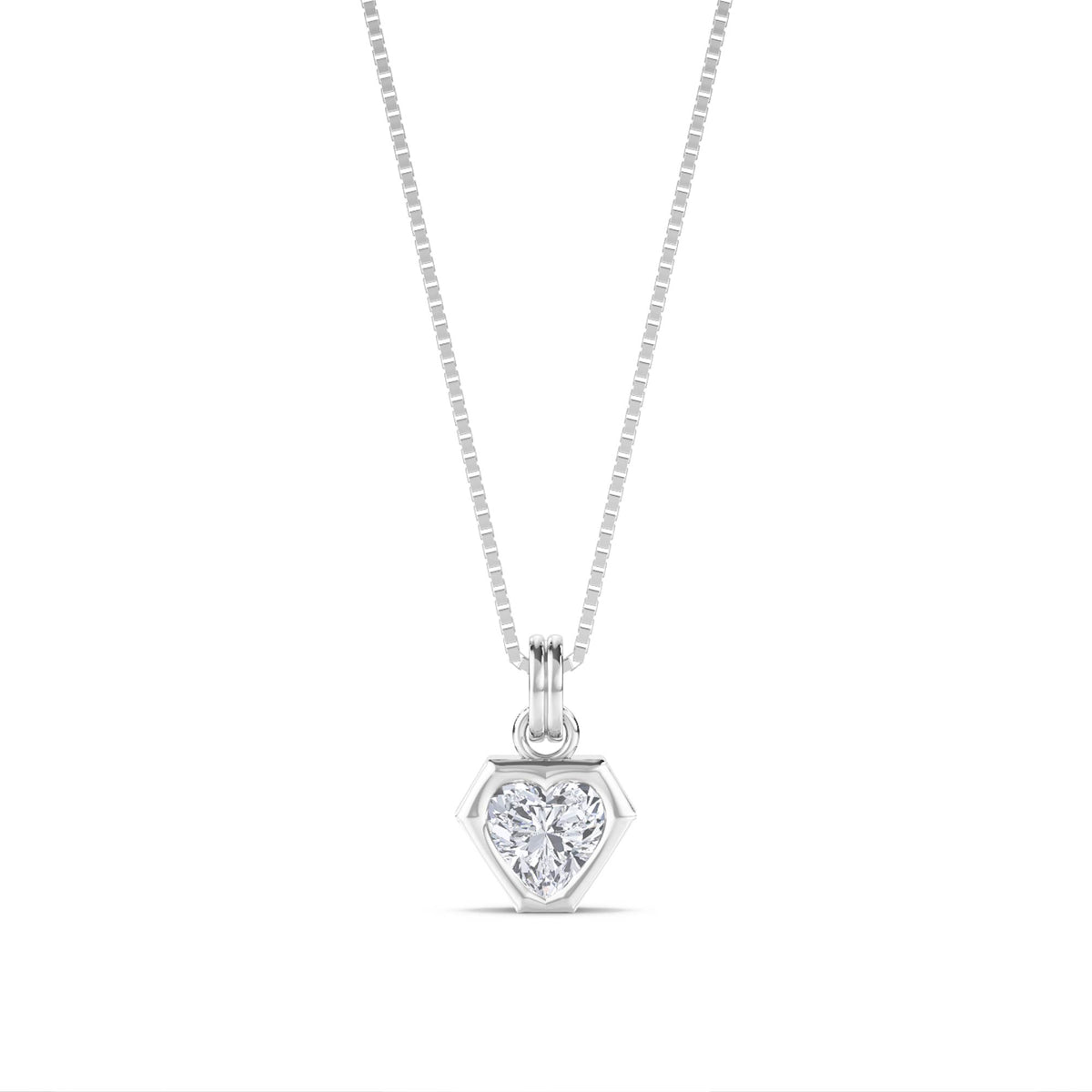 Heart Hexagon Bezel Lab Grown Diamond Pendant (Silver) - image 1