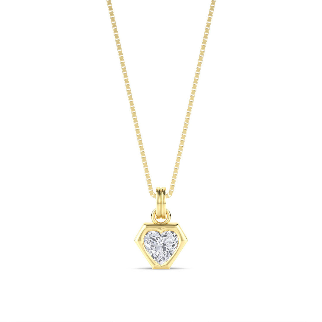 Heart Hexagon Bezel Lab Grown Diamond Pendant - image 1