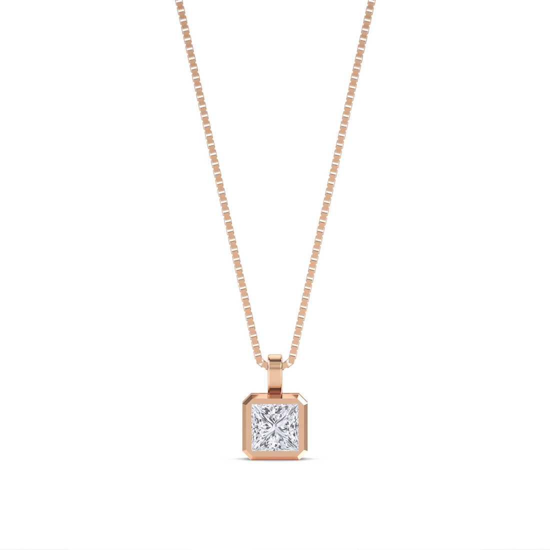 Princess Cut Bezel Solitaire Lab Grown Diamond Pendant